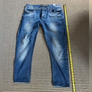 DSQUARED2 Dark Navy Distressed Cotton Cropped Jeans